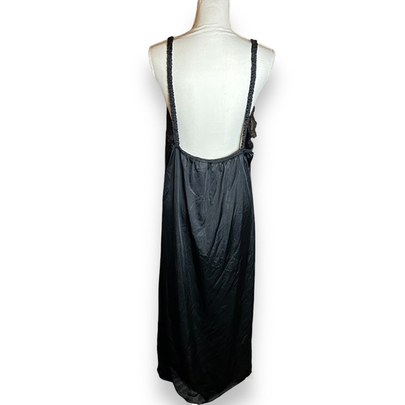Vintage 1980s Black Lace Plus Size Maxi Split Front Slip Dress Size 3X - Picture 7 of 8